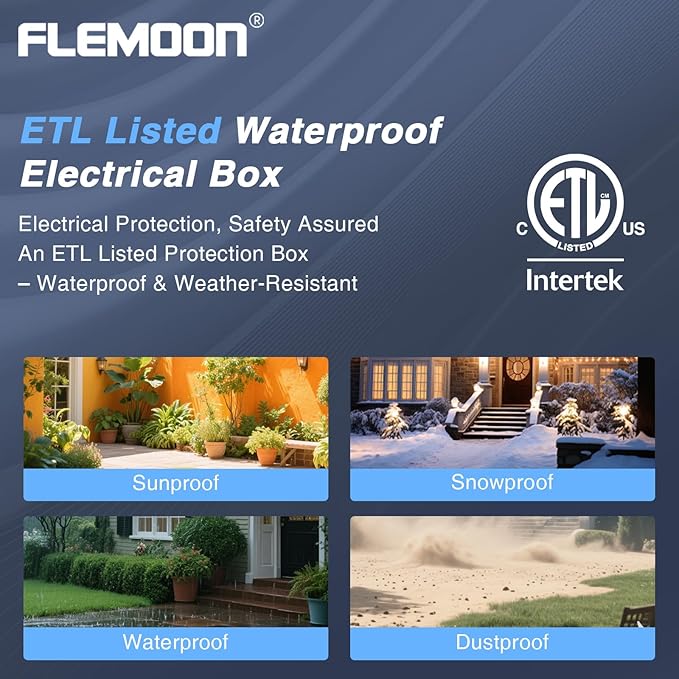 Flemoon [6 Pack] Outdoor Extension Cord Safety Cover with Waterproof Seal, Weatherproof Electrical Connection Box to Protect Outdoor Outlet, Plug, Socket, Christmas Holiday Decoration Light, Black - Image 5