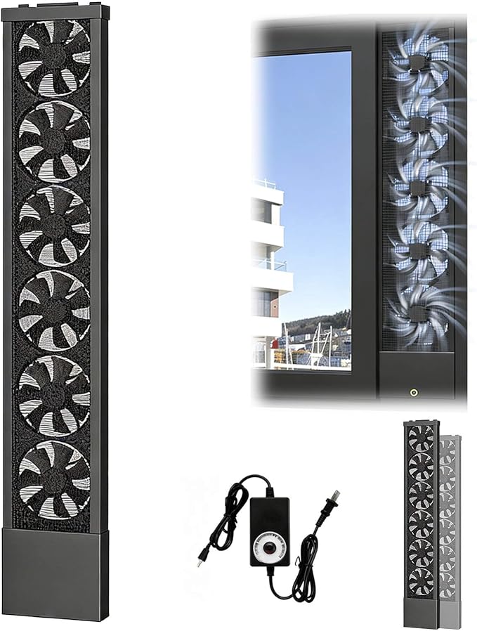 Vertical Window Exhaust Fan for Sliding Windows-Easy Tool-Free Installation, Adjustable Speed with Reversible Airflow, Slim Design for Bedroom Kitchen Office, Alternative to AC Fan and Household Fans by Unknown