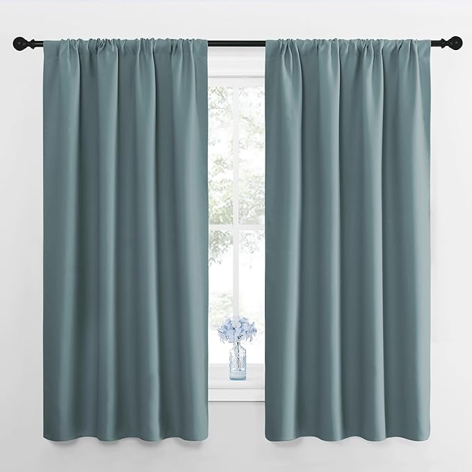 NICETOWN RV Blackout Curtains for Camper Windows, Greyish Blue, 29" Wide by 50" Long, 2 PCs, Short Blackout Curtains & Drapes, Thermal Insulated Blackout Curtain Panels for Kids Room, Play Room by NICETOWN