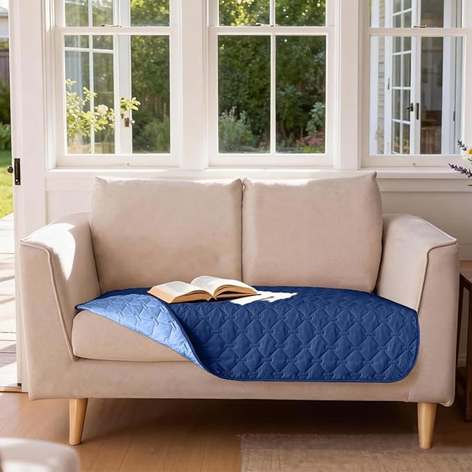 gogobunny 100% Double Sided Waterproof Dog Blanket Soft Pet Bed Cover Reversible Protect Furniture Couch Sofa Car for Puppy Large Dog Cat (Dark Navy/Light Navy, 32x53 Inch (Pack of 1)) - Image 3