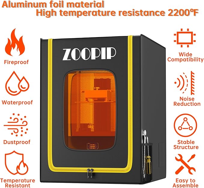 3D Printer Enclosure,Fireproof Resin 3D Printer Enclosure,Dustproof Vented Enclosure Cover with Tool Storage,Constant Temperature Protective Tent for Creality/Anycubic/Elegoo Series 3D Printer - Image 2