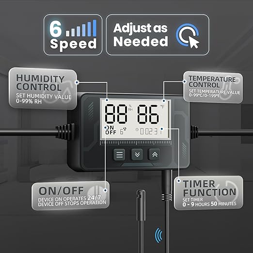 4 Inch Inline Duct Fan with Humidity Sensor and Remote, Upgraded 6-speed control with Timer Humidity & Temperature, Low Noise HVAC Ventilation Fan in Basement Bathroom Workshop Attic - Image 3