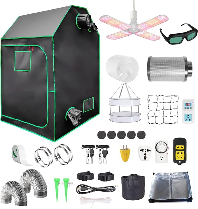 4x4 Grow Tent Kit, Complete High Reflective Mylar Indoor Grow Tent + LED Grow Light Combo Hydroponics Indoor Plant Growing Tent System with Carbon Filter (48"x48"x83") by iMeshbean