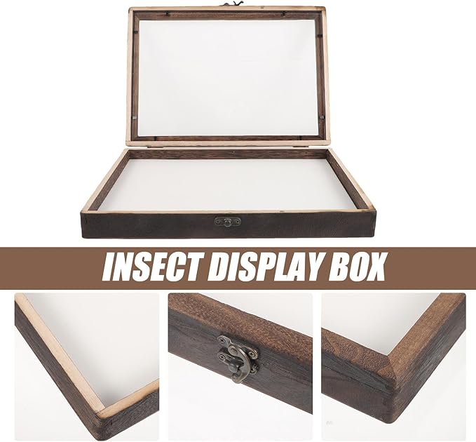 Angoily Wooden Insect Display Case Specimen Box with Clear Window, Wall-Mount Bug Collection Box for Insect and Dried Flower Display, Multi-Functional Storage Organizer - Image 8