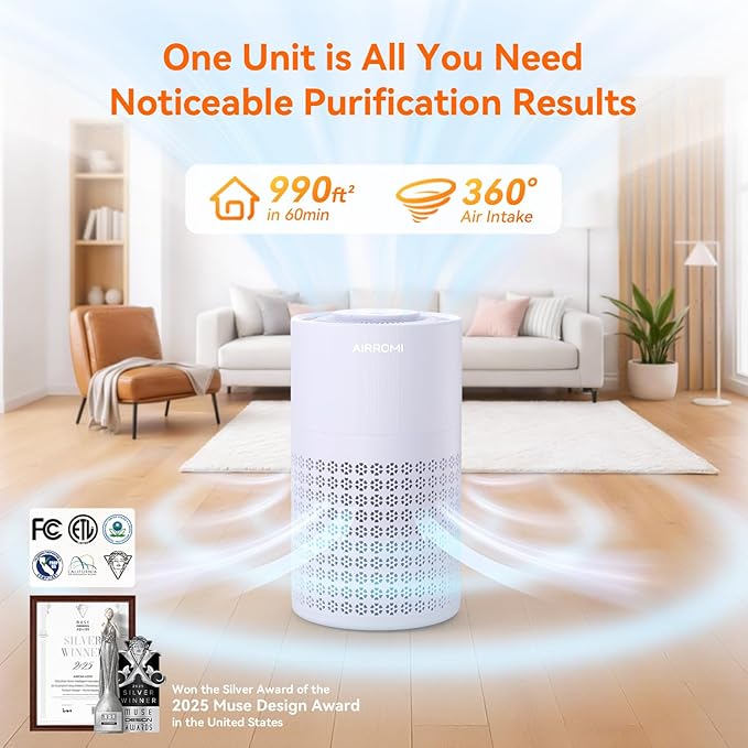 AIRROMI Air Purifier for Bedroom with A2001 Lavender Purple - Image 2