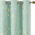 BUHUA Blackout Curtains Gold Foil Print Flower Vine Grommet Drapes, Room Darkening Thermal Insulated Curtains, Noise Reducing Blackout Curtain for Bedroom, Aqua, 38Wx72L, 2 Panels by BUHUA