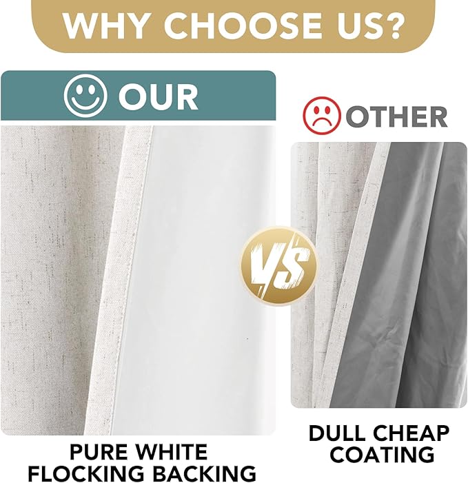 H.VERSAILTEX Blackout Curtains, Durable Thick Textured Look 100% Blackout Patio Door Curtain, Grommet Extra Wide Sliding Door Curtain Panel Long Curtains, W100 x L108 inch- Ivory - Image 3