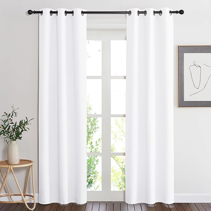 NICETOWN Pure White Window Curtain and Drape, 1 Panel, 34 by 84, Easy Care Solid Thermal Insulated Grommet Room Darkening Drapery for Kid's Room by NICETOWN