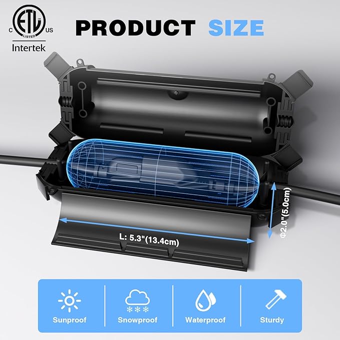 Flemoon [3 Pack] Outdoor Extension Cord Safety Cover with Waterproof Seal, Weatherproof Electrical Connection Box to Protect Outdoor Outlet, Plug, Socket, Christmas Holiday Decoration Light, Black - Image 4
