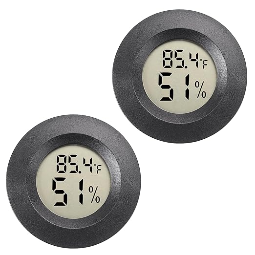 Mini Hygrometer Digital Thermometer Humidity Meter 2 Pack Hygrometer Thermometers Indoor/Outdoor Humidity Monitor Reptile Thermometer for Greenhouse Garden Cellar Fahrenheit(℉)/ Celsius(℃) by WEIMELTOY