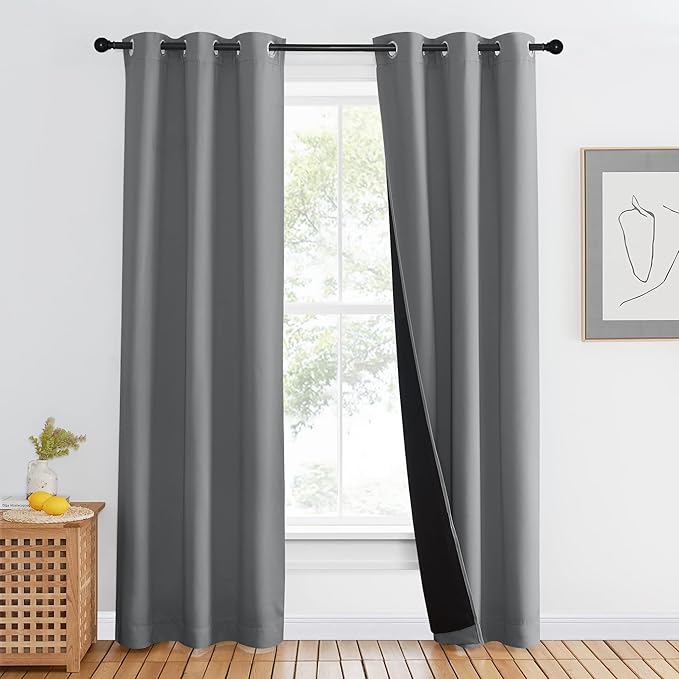 NICETOWN Full Shade Curtain Panel, Energy Smart & Noise Blocking Out Blackout Drape for Dining Room Window, Thermal Insulated Guest Room Lined Window Dressing(Silver Gray, 42 x 84 inch) by NICETOWN