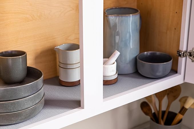Duck Brand Smooth Top EasyLiner for Cabinets & Drawers - Easy to Install & Cut to Fit - Shelf Paper & Drawer Liner Non-Adhesive - Non Slip Shelf Liner - 20 Inch Width - 36 Total Feet - Grey - Image 4