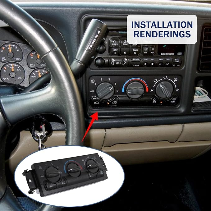 Front A/C Heater Climate Control Module Compatible with 1999-2002 Chevrolet Silverado 1500 2500 GMC Sierra 1500 2500 2001-2002 Chevrolet Silverado 1500 HD 2500 HD Replace# 599-218, 15054697 - Image 4