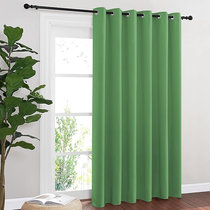 NICETOWN Blackout Sliding Door Curtains 84 Inch Length, Extra Wide Room Divider Grommet Energy Saving Thermal Insulated Curtain for Patio Door Window(W80 x L84, 1 Panel, Froest Green) by NICETOWN