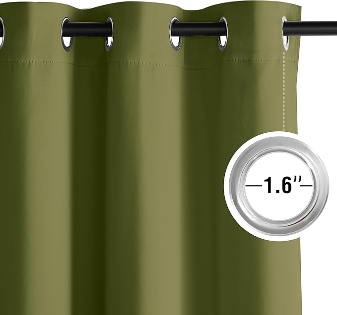 NICETOWN Room Darkening Draperies Curtains Panels, 2 Panels Olive Green W52 x L84 - Image 4
