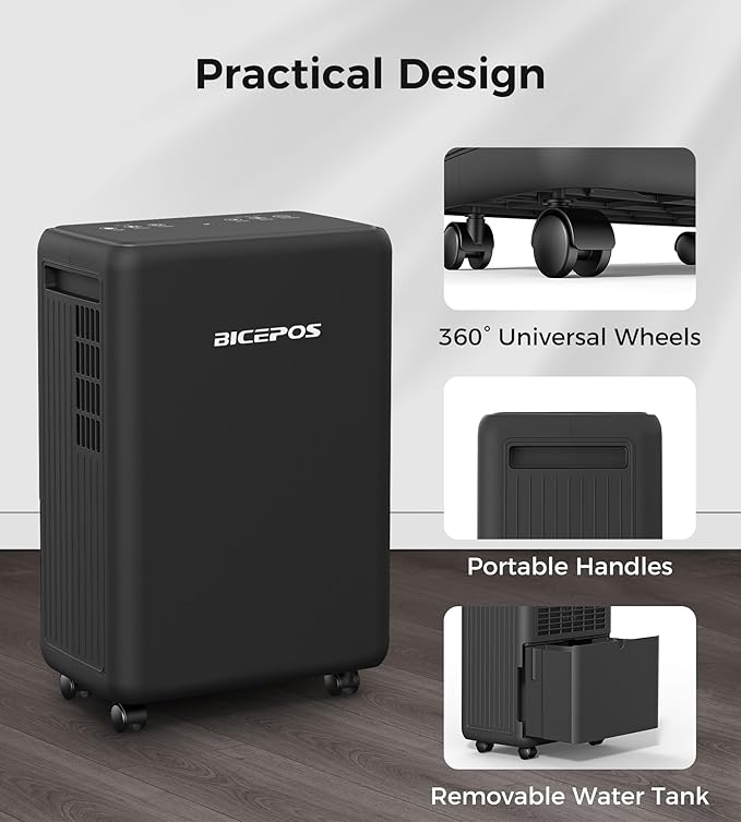 2000 Sq.Ft Dehumidifier for Basement, 30 Pints Dehumidifiers for Home with Drain Hose, 0.52 Gal Water Tank, Intelligent Humidity Control, Auto Shut Off, For Large Rooms and Home - Image 6