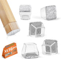 16Pcs Square Chair Leg Floor Protectors with Thickened Felt Pads Silicone Chair Leg Covers Caps to Protect Hardwood Tile Floors Furniture Feet Reduce Noise (Clear XS Fit 0.55"-0.75") by BAIPOK