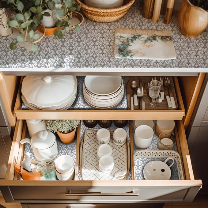 20" W x 72" L Floral Drawer and Shelf Liner for Cabinets, Non-Adhesive Strong Grip Non-Slip Flower Shelf Cabinet Kitchen Shelf Liners for Kitchen Cabinets - Image 2