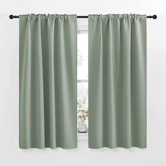 NICETOWN RV Curtains for Camper Windows - (Greyish Green Color) 34x54 Inch, 2 Panels Set, Thermal Insulated Room Darkening Blackout Drapes/Draperies with Rod Pocket & Back Tab for Half Window - Image 2