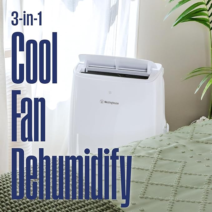 Westinghouse 12,000 BTU Air Conditioner Portable For Rooms Up To 550 Square Feet, Portable AC with Home Dehumidifier, Smart App, 3-Speed Fan, Programmable Timer, Remote Control, Window Kit,White - Image 5