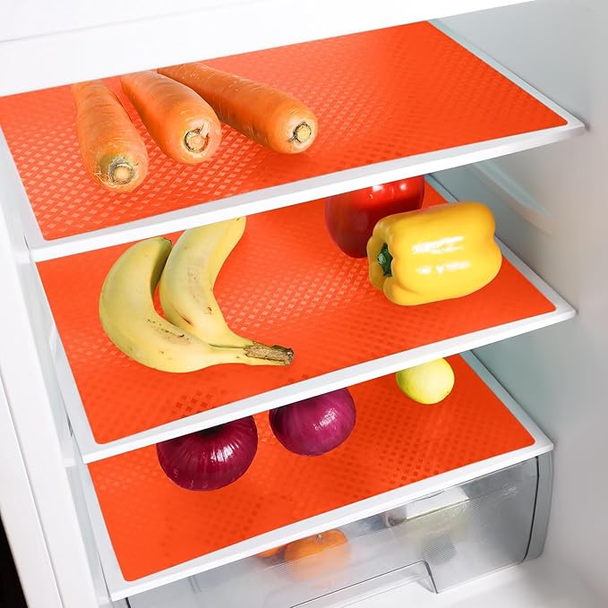 Red Fridge Liners Shelf Liner for Kitchen Cabinets Refrigerator Liners Waterproof & Oil-Proof Kitchen Cupboard Liner Non Adhesive Drawer Mats EVA Material for Shelves 11.8 x 393.7 Inches - Image 2