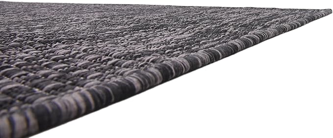 Unique Loom Collection Casual Transitional Solid Heathered Indoor/Outdoor Flatweave Area Rug (7' 1" x 10' Rectangle, Black/Ivory) - Image 9
