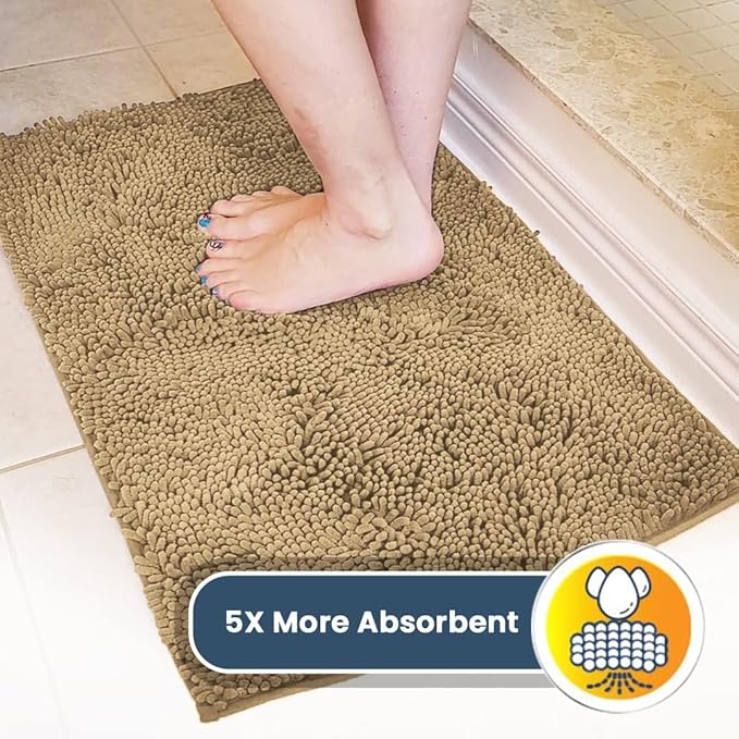 Muddy Mat® Pack of 3 Highly Absorbent Microfiber Dog Door Mat and Pet Rug, Non Slip Thick Washable Area Mat Soft Chenille for Kitchen Bathroom Bedroom and Outdoor - Beige Small, Medium & Large - Image 4