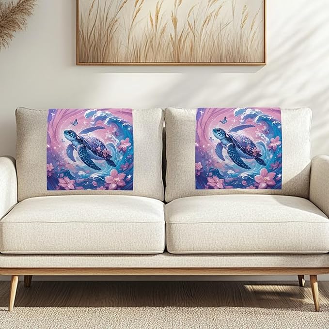 Sea Turtle Headrest Cover for Couch Non-Slip Flower Pink Furniture Slipcover Wear Resistant Headrest Protector Washable Fabric Furniture Slipcover Home Office Decoration - Image 2
