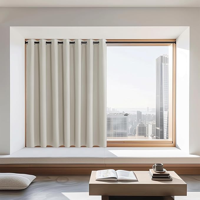 NICETOWN Blackout Curtains 72 inches Long, Grommet Privacy Window Treatment Thermal Insulated Room Darkening Sliding Glass Door Drape for Bedroom Living Room, 1 Panel, W100 x L72, Natural by NICETOWN