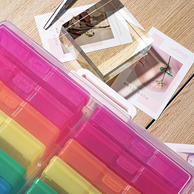 novelinks Transparent 4" x 6" Photo Organizers and Photo Storage Box with Handle, 16 Inner Photo Cases, Portable Picture Organizers & Photo Storage Containers (Multi-Colored 2Pack) - Image 7