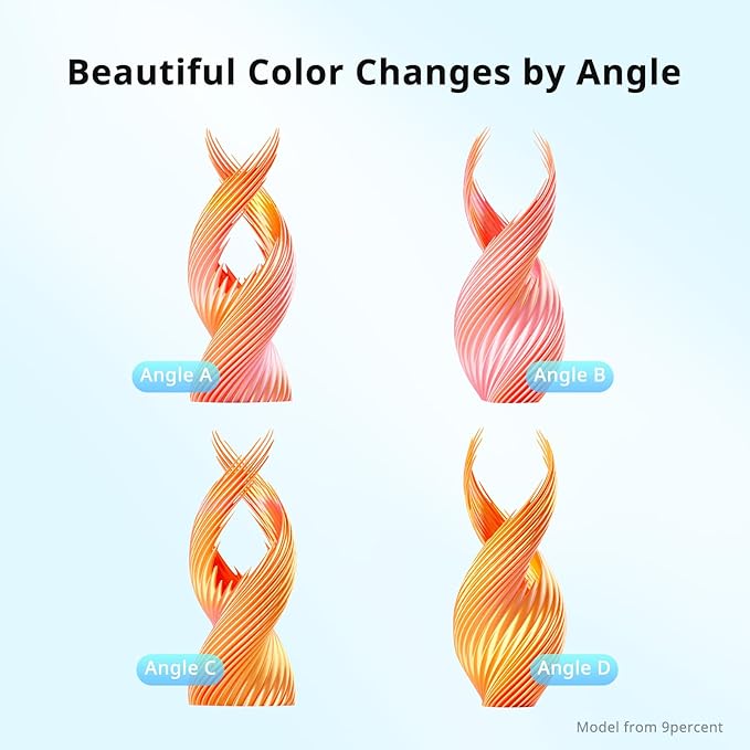 ANYCUBIC Silk Dual Color Pla Filament, 2-in-1 Chrome Coextrusion Color Change 3D Printer Filament 1.75mm Dimensional Accuracy +/- 0.02mm, Silk Texture, 1KG Reusable Spool (2.2 lbs), Pink Gold - Image 2