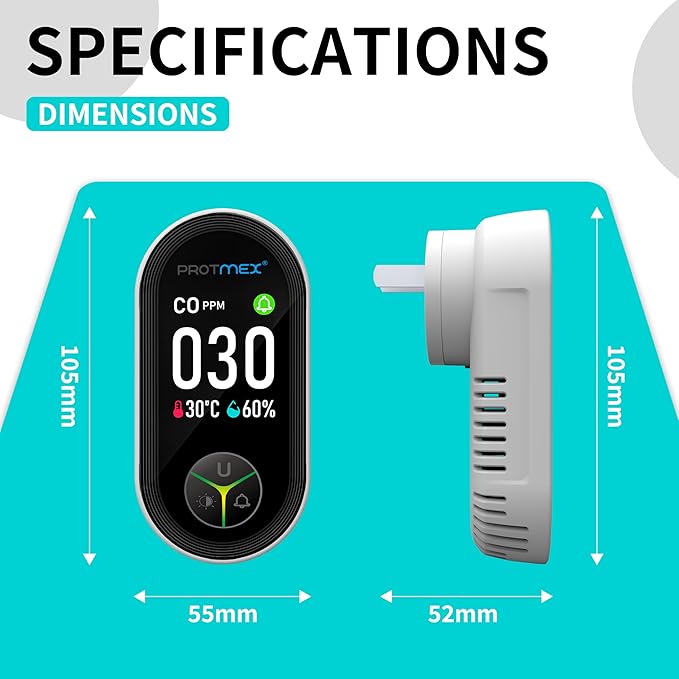 Protmex Carbon Monoxide Detector Plug in Wall, 3-in-1 Co Detector Monitor Air Quality with Temperature Humidity Sensor, Portable CO Meter Easy to Read & Install, for Home/Hotel/RV - Image 10