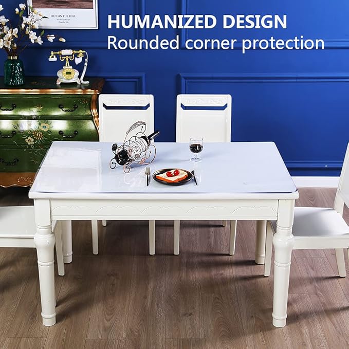 28x108 Clear Plastic Dining Table Protector Tablecloth Desk Pad Mat Wooden Furniture Coffee End Bar Pub Banquet Dinner Table Cloth Top Protection Countertop Cover Waterproof Rectangular PVC Vinyl - Image 3