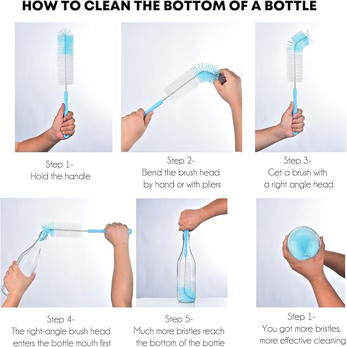 3-Pack Long Bottle Cleaning Brush for Narrow Neck Beer, Wine, Flask, Thermos, Sportwell, Pitcher, Brewing Bottle Cleaner, 16 Inches - Image 4