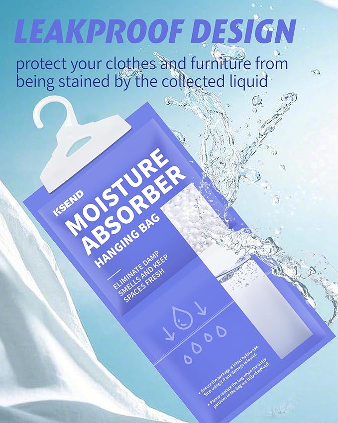 Moisture Absorbers 10 Pack, 9.8 Oz Compact Dehumidifier Bags & Packs, Moisture Hanging Bag, Humidity Absorbers, Closet Deodorizer Against Musty Odors, 11.8'' x 6.3'' - Image 6
