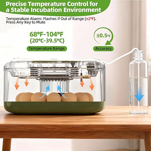 12 Egg Incubator for Hatching Eggs with Automatic Turning, Temperature & Humidity Display, Egg Candler, and Hatch Day Alert - Ideal for Chicken, Duck, and Quail Eggs - Image 3