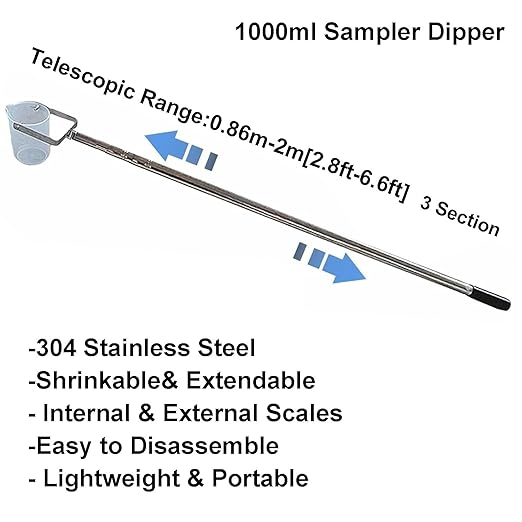 Extendable Water Sampler with Dipper System, Water Qualityd Sampler Device Telescopic for Environmental Monitoring and Qualityd Testing(1000ml,2.8-6.6ft/0.86-2m) - Image 2
