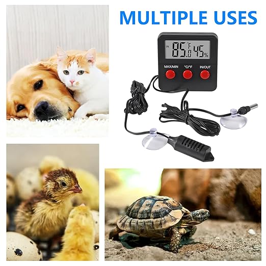 Digital Thermometer and Humidity Thermometers Indoor and Outdoor Digital Temperature and Hygrometer Gauge with Probe for Reptile Terrarium Thermometer Pet Keeping - Image 6