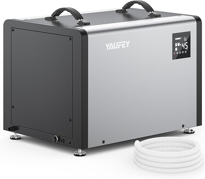 Yaufey 125 Pints Commercial Dehumidifier with Pump for Crawl Space, Basement, Industrial Area, 6500 Sq.Ft., 10-98% RH Humidity Control, 7/24 Running Continuous Drainage, TUV Certified, 5-Yr Coverage by Yaufey