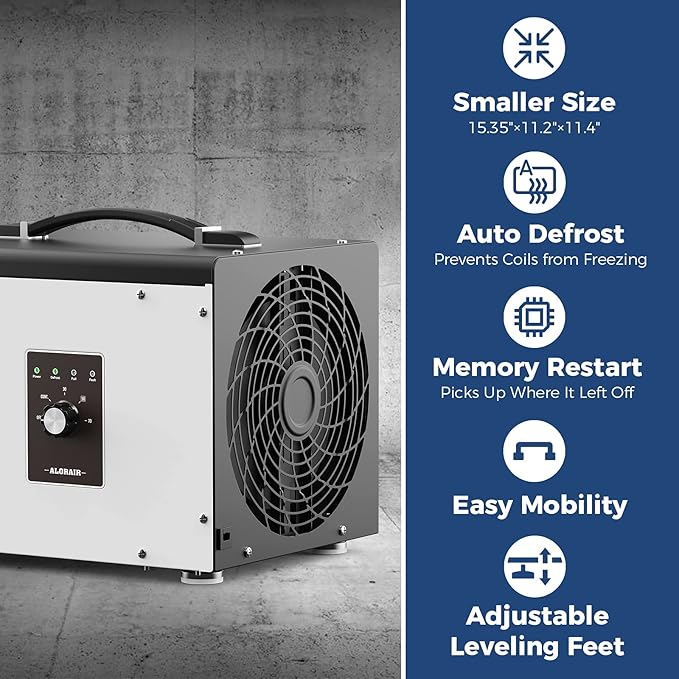 ALORAIR 70 PPD Crawl Space Dehumidifier, Crawlspace Dehumidifiers Commercial Dehu for Home and Basements, Compact, Portable, Auto Defrost, Memory Starting, cETL, 5 Years Warranty - Image 4