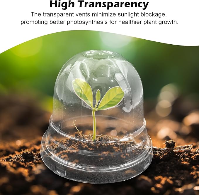 Humidity Domes for 4 Inch Pots, 100 Pack Transparent Plant Dome Covers with Ventilation, Clear Nursery Pot Domes for Seed Starting, Seedling Germination, and Gardening - Image 4
