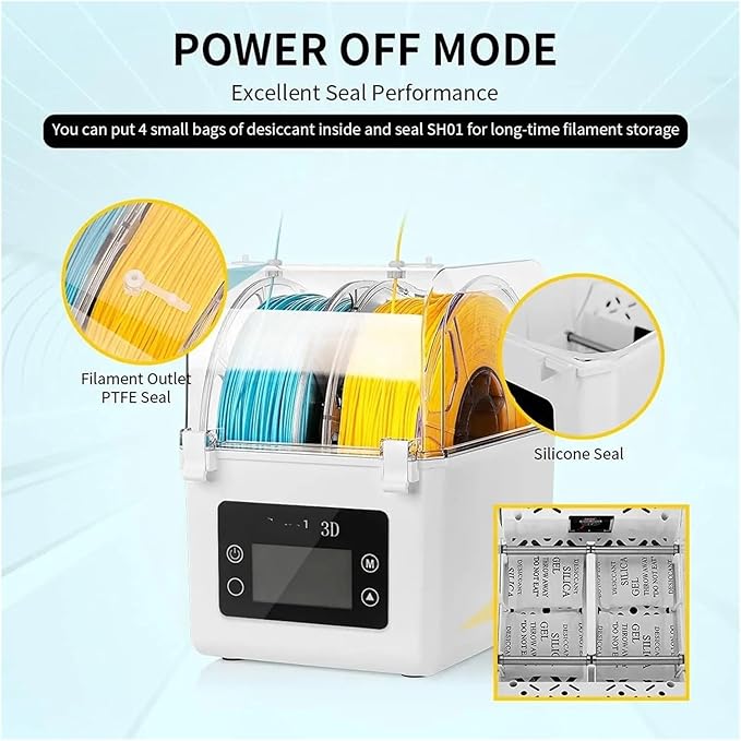 Rolls Filament Dehydrator Spool Holder Filaments Dry Box for 1.75mm, 2.85mm ABS PLA PETG TPU FDM Material 3D Printer - Compatible with Sovol 2(UK Plug) - Image 4