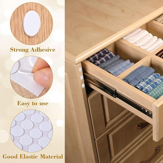 735 Pcs Small Felt Furniture Pads, Self-Adhesive EVA Foam Dot Circles, Round Felt Furniture Stickers for Desks Drawers Vases Photo Frames Cabinets Doors Candlesticks- White (0.59'') - Image 4