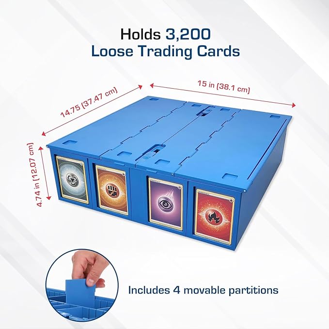BCW Collectible Card Bin (4-Pack, Blue) | Holds 3200 Cards Each | Includes 4 Dividers Per Bin | Storage for Pokémon, MTG & Sports Cards - Image 3