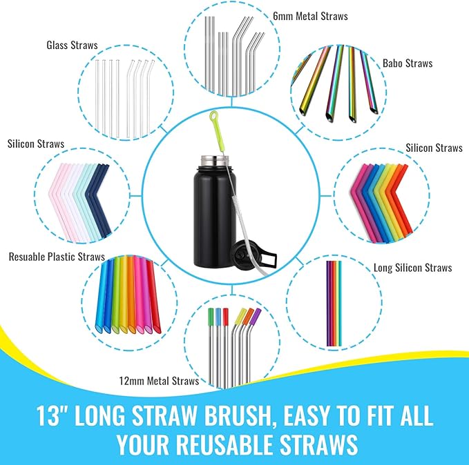 Bottle Cleaning Brush Set - Long Handle Bottle Cleaner for Washing Narrow Neck Beer Bottles, Sports Water Bottles with Straw Brush, Kettle Spout/Lid Cleaner Brushes - Image 6
