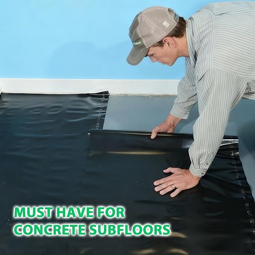 6 Mil 360 sq. ft. Black Moisture Barricade Underlayment Polyethylene Film Roll for Vinyl, Laminate SPC, Engineered Wood Floors with Adhesive Strip - Image 6