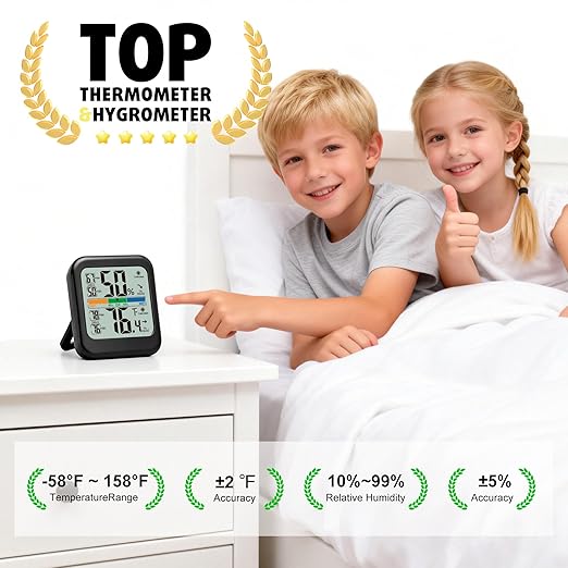 G.CATACC Digital Hygrometer Indoor Thermometer Humidity Meter Gauge, Room Thermometer Temperature and Humidity Monitor for House, Baby Nursery, Greenhouse, Reptile - Battery Included - Image 6