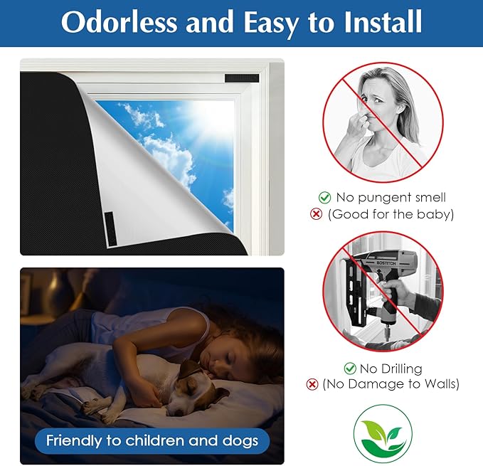 Blackout Window Cover, Portable Window Blinds,Travel DIY Window Blackout Curtains for Bedroom,Baby Nursery,Dorm Room and Media Room (Black 39"x57") - Image 3