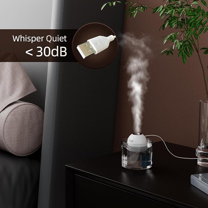 YKSI Mini Portable Humidifiers - Personal Desktop Humidifier for Travel Office Bedroom Plants with 8H Auto Shutoff, Easy to Fill and Clean, Quiet Cool Mist Humidifier with Storage Bag, Black - Image 3