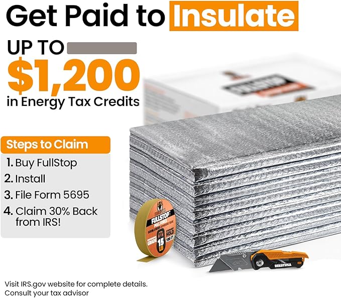 BEEST FULLSTOP Garage Door Insulation Kit - 16x7 & 16x8ft Single Garage Door Insulation Panels - 16 Pre-Cut 24x48 Foam-Core Panels w/ Tape, Cutter & Squeegee - Easy DIY For Instant Temperature Control - Image 9